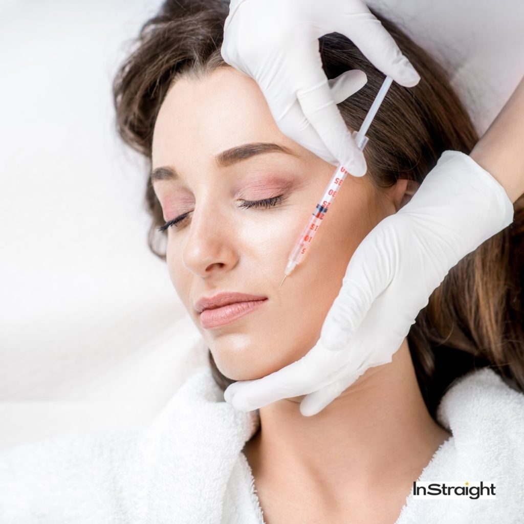 lady getting botox in cheeks